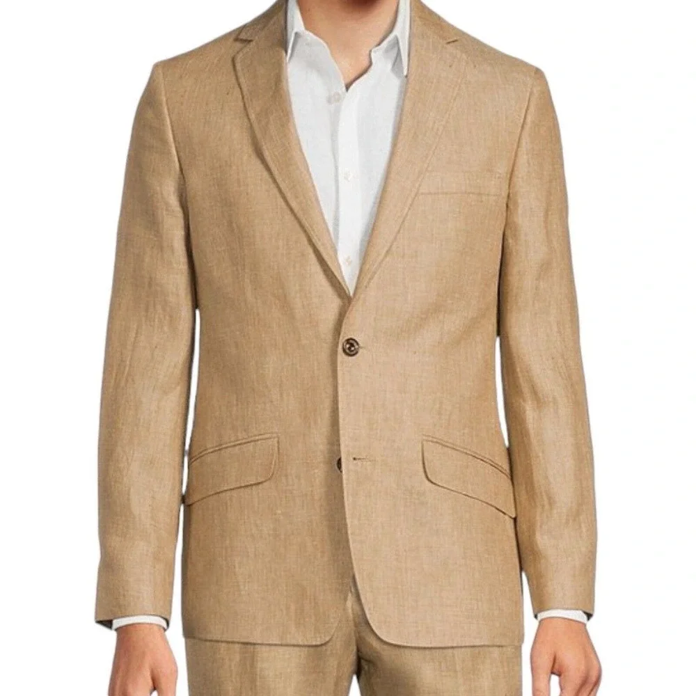 Murano Baird McNutt Linen Sport Coat Mens Size XL Camel Tan Surgeons Cuffs $295 - Picture 1 of 11